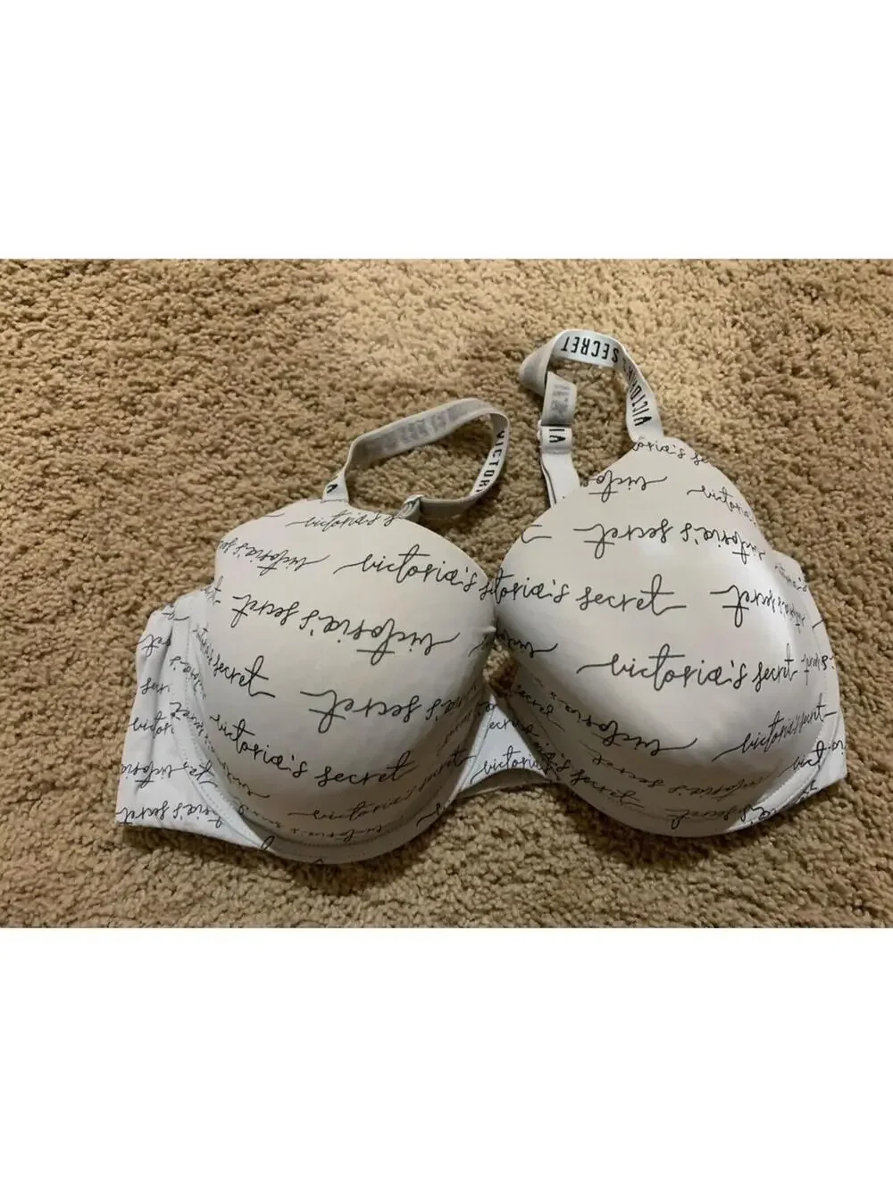 a lot of 2 Bra Victoria's Secret T-shirt lightly lined demi 36DD gray and purple